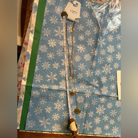 LOFT Gold Jewelry Set, Multi Layered Necklace, Hoop Earrings, & Beaded Bracelet - Picture 10 of 16